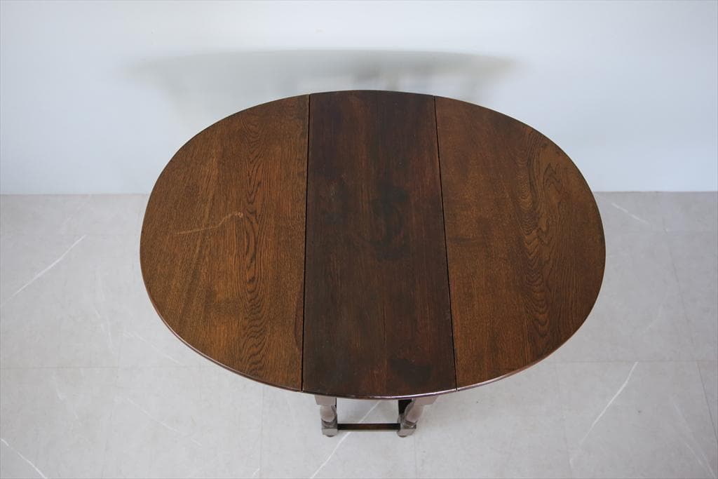 英国アンティーク木製ゲートレッグテーブル/ダイニング机バタフライ(89-118)