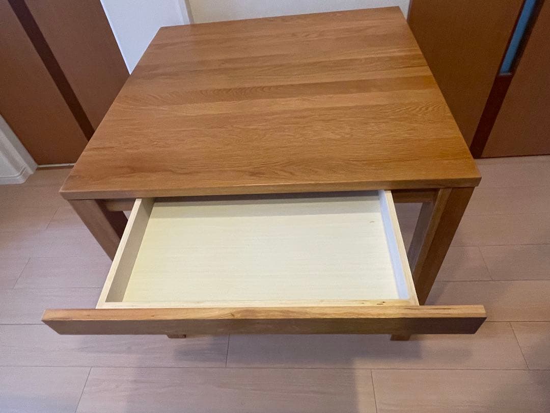 MUJI 無垢材 ダイニングテーブル 正方形　引き出し付き