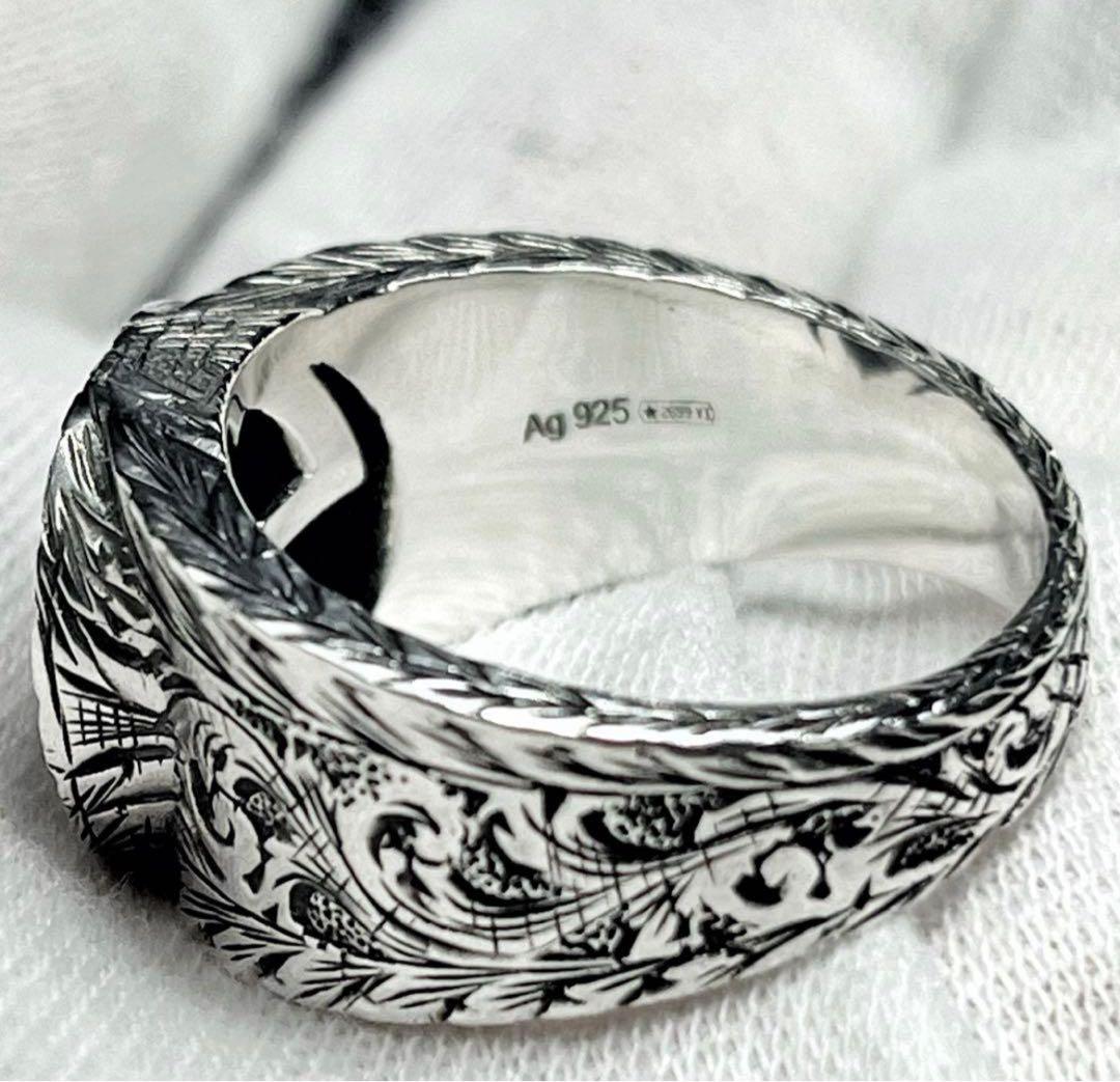 極美品‼️GUCCI 指輪　燻‼️インターロッキングワイドリング　23号