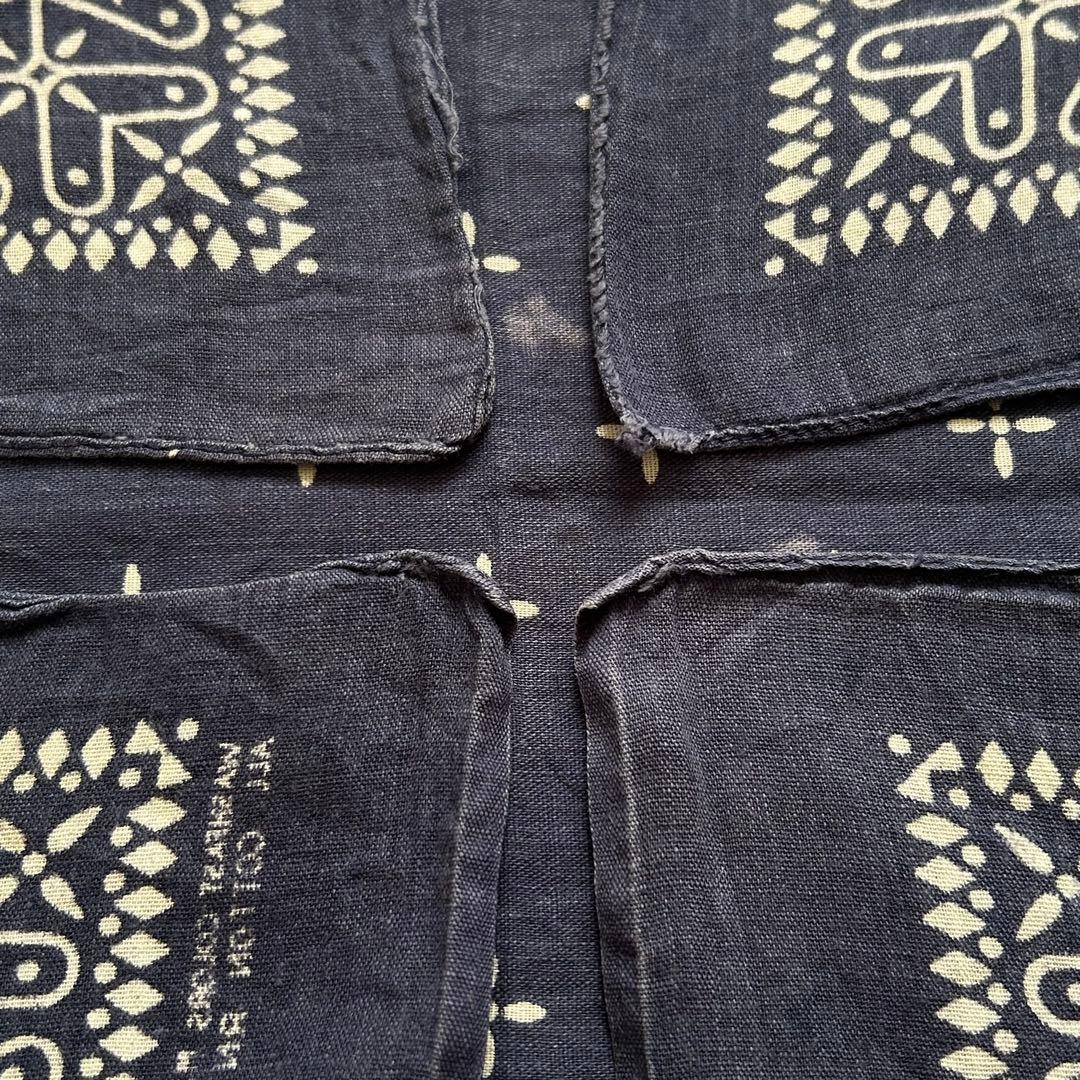 60s 70s ヴィンテージ クロス バンダナ レア USA製 耳付 ネイビー