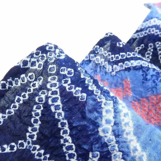 Y3232◆美品 綿 有松鳴海絞り 背・胸・居敷当付 手縫い 麻の葉 高級浴衣