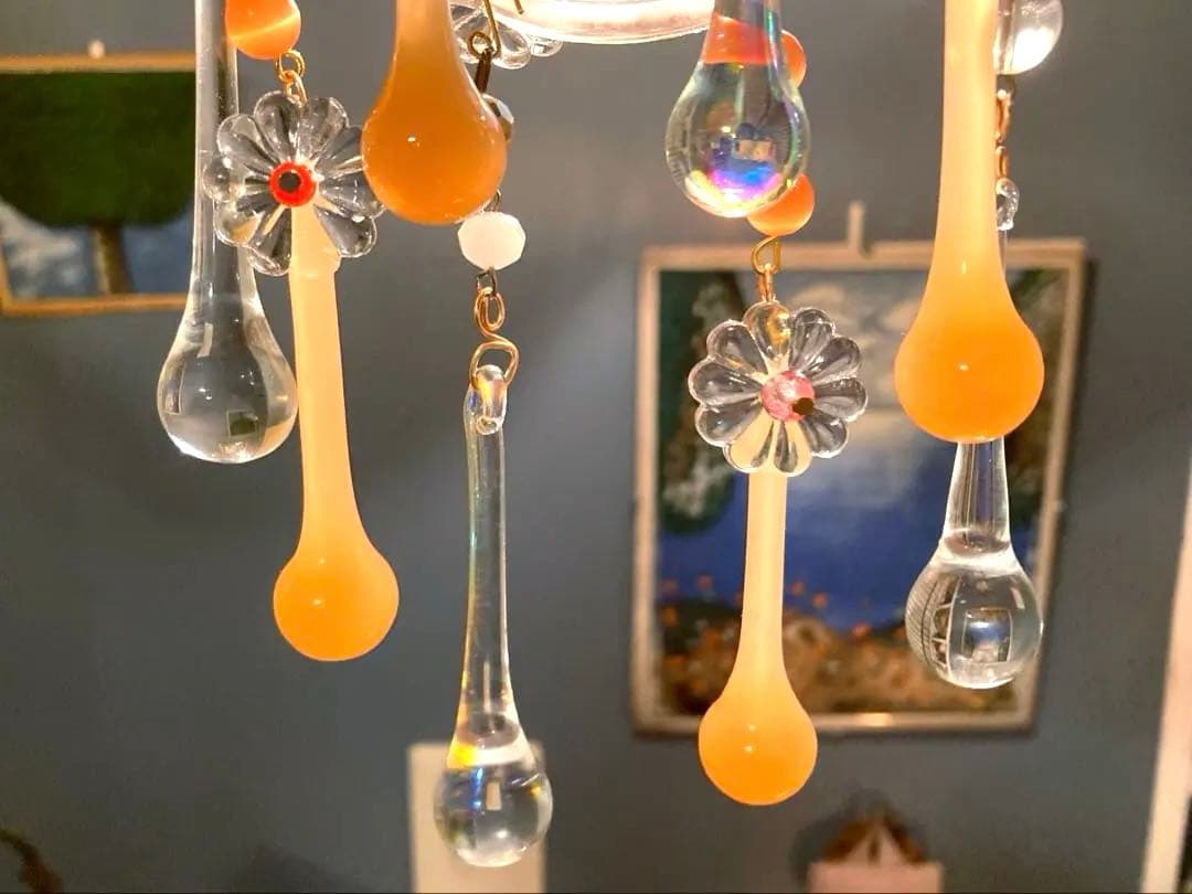 専用）ミニシャンデリア 1920年 （オレンジドロップ） オパリン フランス