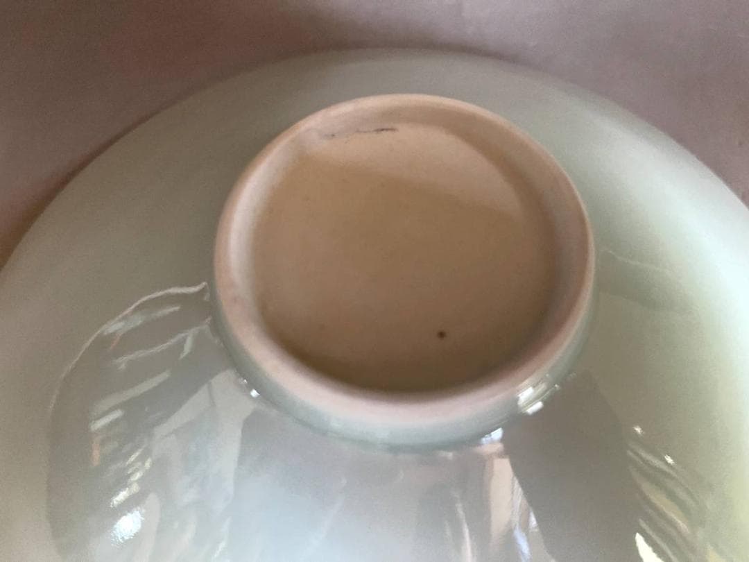 鉢□②中国名瓦 青磁平鉢 景徳鎮 人物絵 平茶碗 古玩