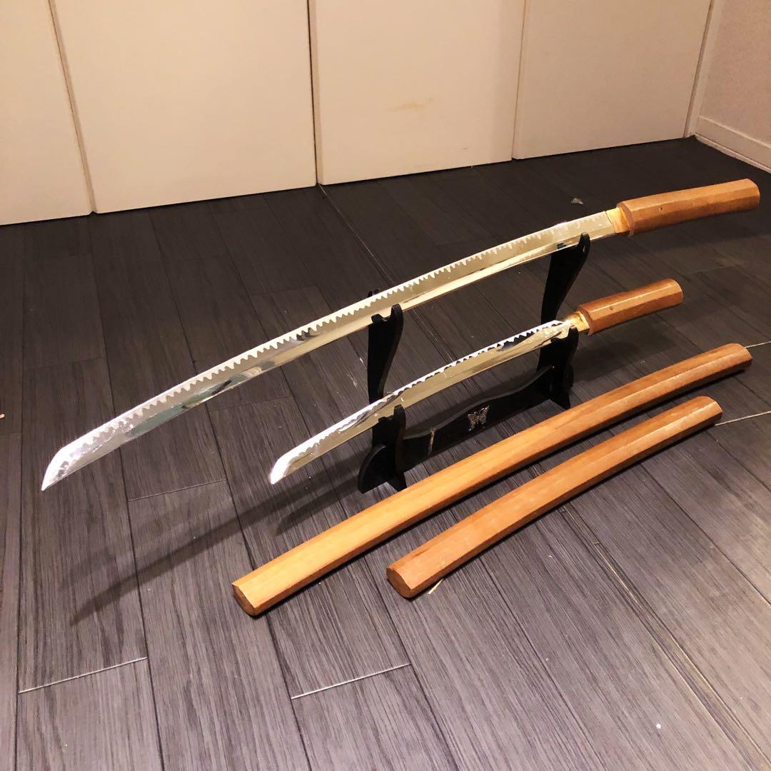 模造刀 白鞘 合金製 大小セット　長脇差　2本　拵え　太刀