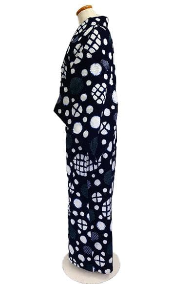 ★専用★浴衣 有松絞り バチ衿 濃紺色 丸文 身丈151cm 裄丈64cm