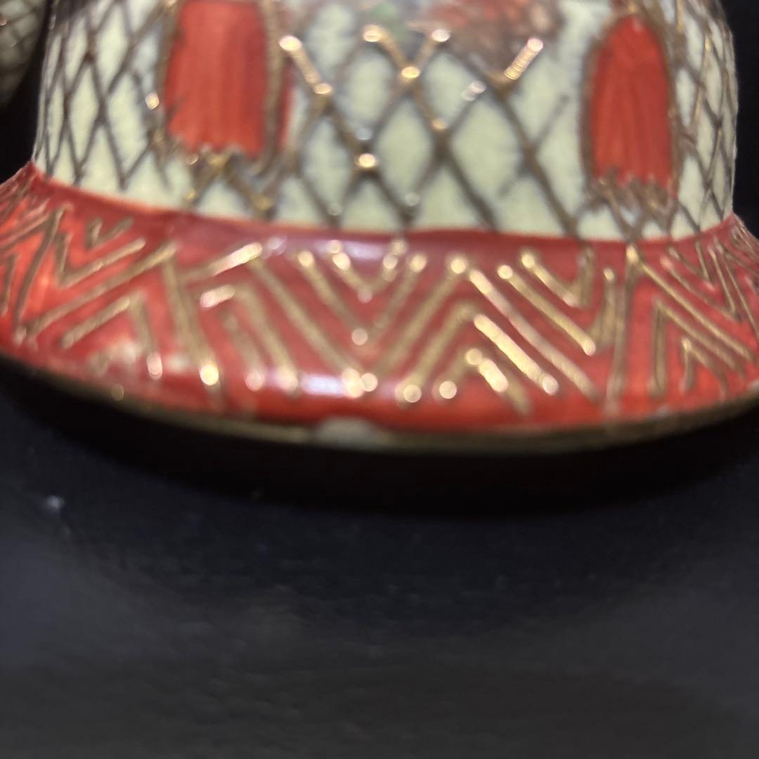 京薩摩焼 沈香壺 骨董 金彩 網目蝶図 - メルカリ