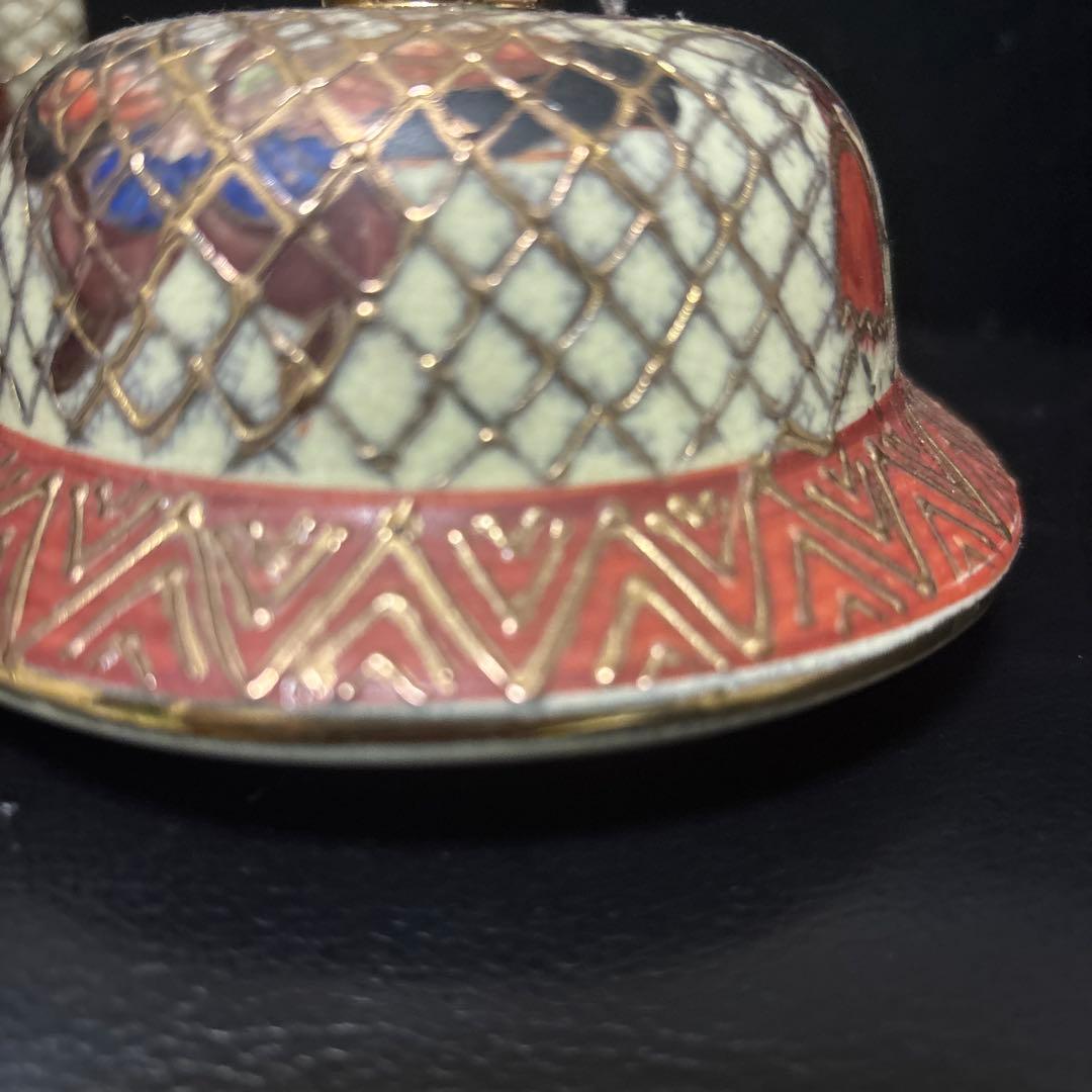 京薩摩焼 沈香壺 骨董 金彩 網目蝶図 - メルカリ