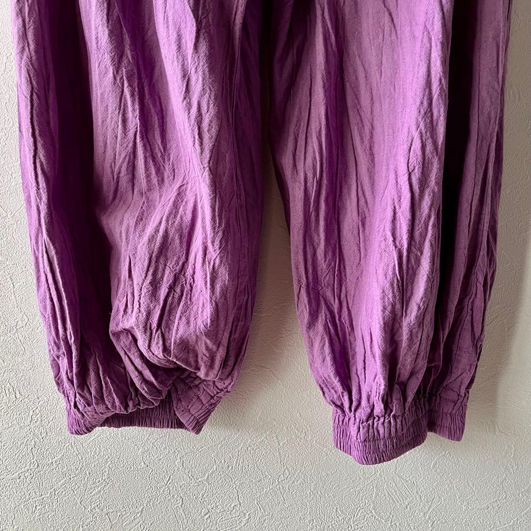 ヂェン先生の日常着　赤藤色　バルーンパンツ　スリム