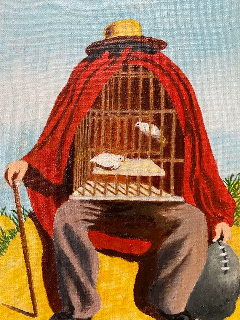 マグリット　肉筆手描きの油絵模写画　臨床医