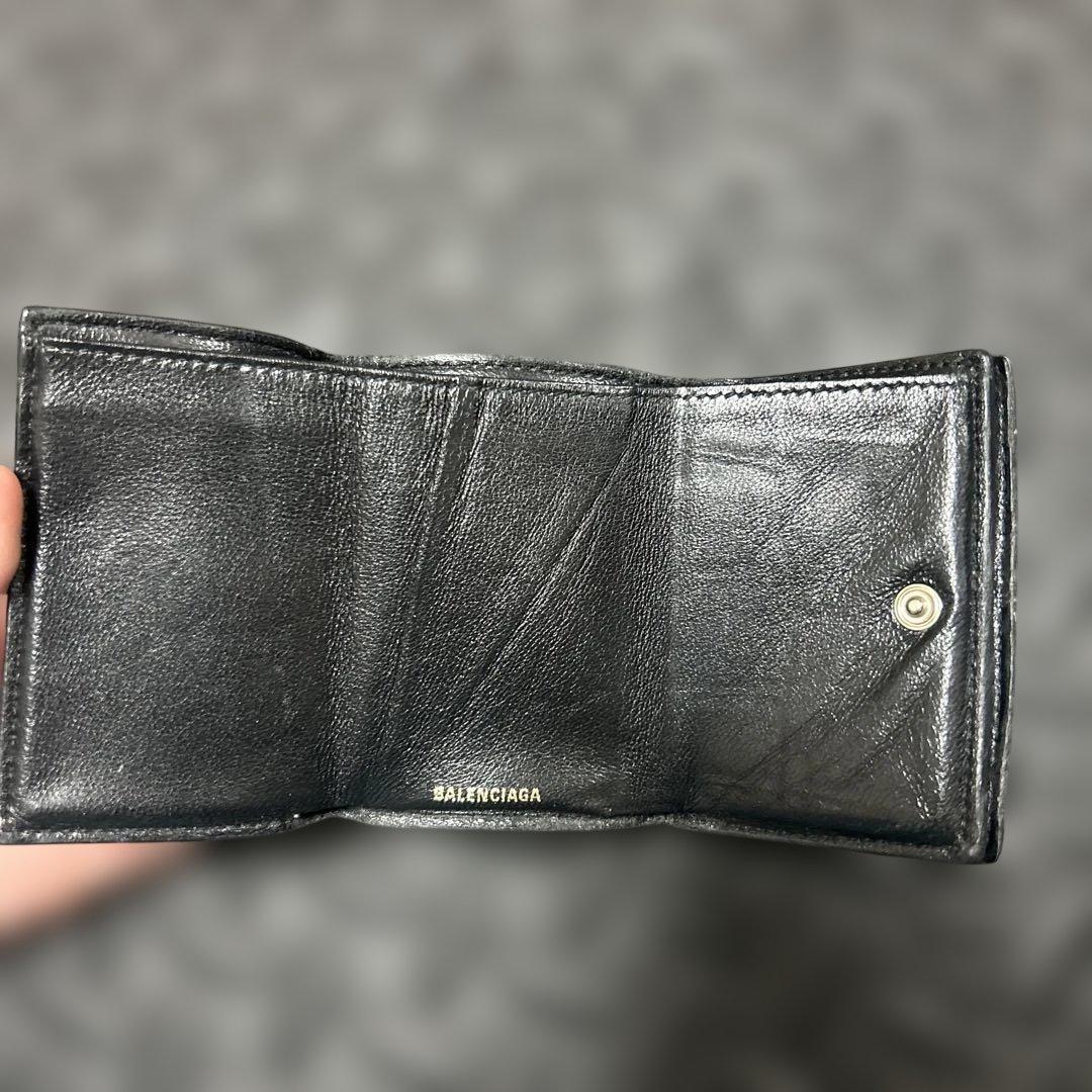 BALENCIAGA ブラック 三つ折り財布　クロコ柄