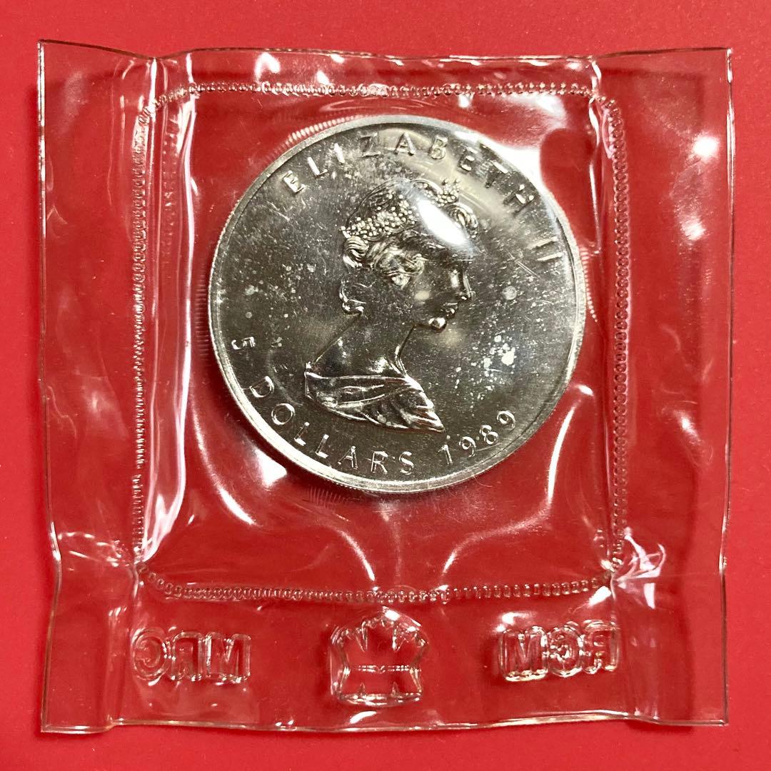 1989　メイプルリーフ銀貨　1オンス　31.1g　純銀　　カナダ　古銭