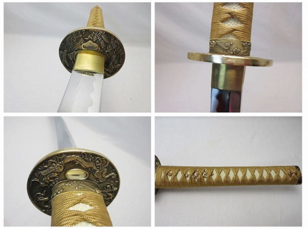 時代武具 脇差 金梨地 雲龍図揃 模造刀 大太刀 小太刀 一對 鍔 鞘付仕舞袋