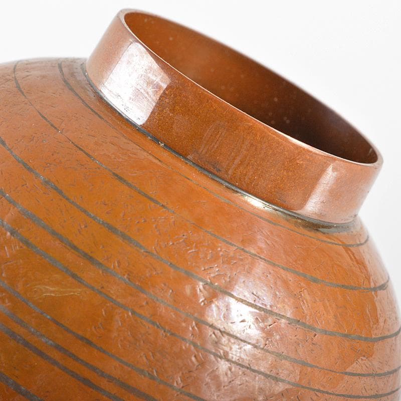 煎茶道具　萩井一司作　銅鎚起　線文茶壷　茶心壷　約111g　D　R6320