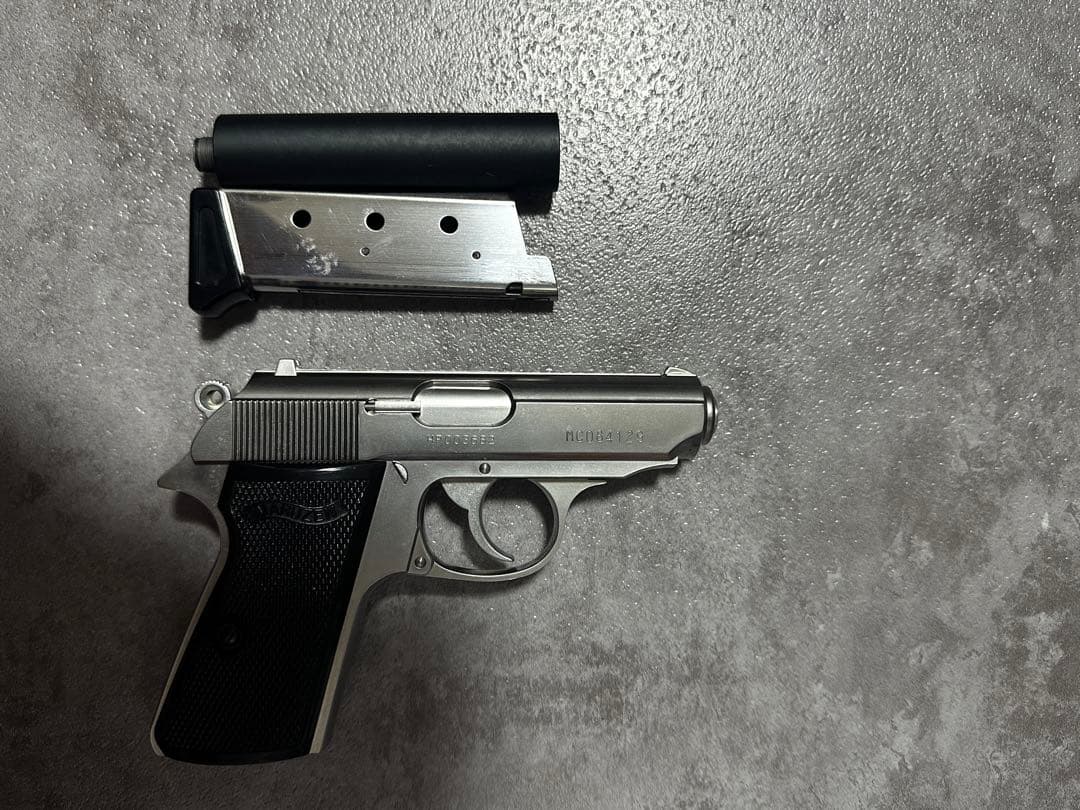 off】マルゼン ワルサーPPK シルバー ガスガン 静音カスタム