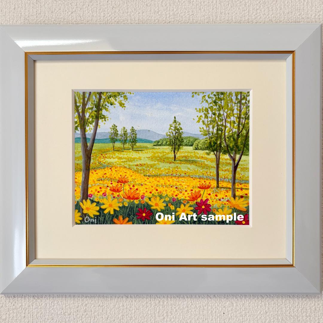 桃色の記憶と花畑 F8 キャンバス アクリル画 桃色の記憶と花畑 F8