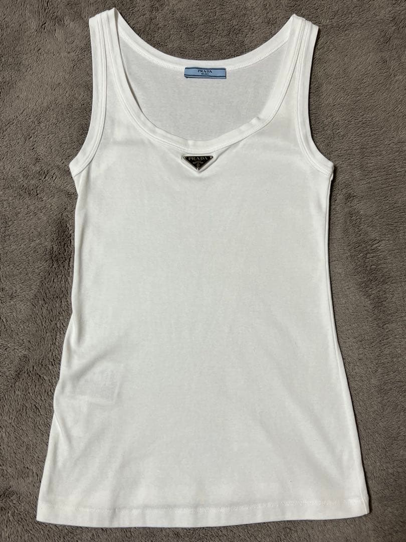 美品✨ PRADA リブニット タンクトップ ロゴ ジャージ