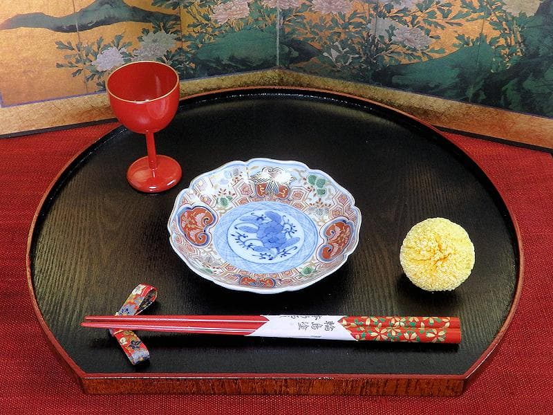 大聖寺伊万里 金襴手 草花に亀甲紋の図 4寸皿 5枚 233AS-