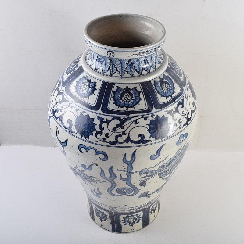 中国青花花弁神獣文花瓶壺C8943A