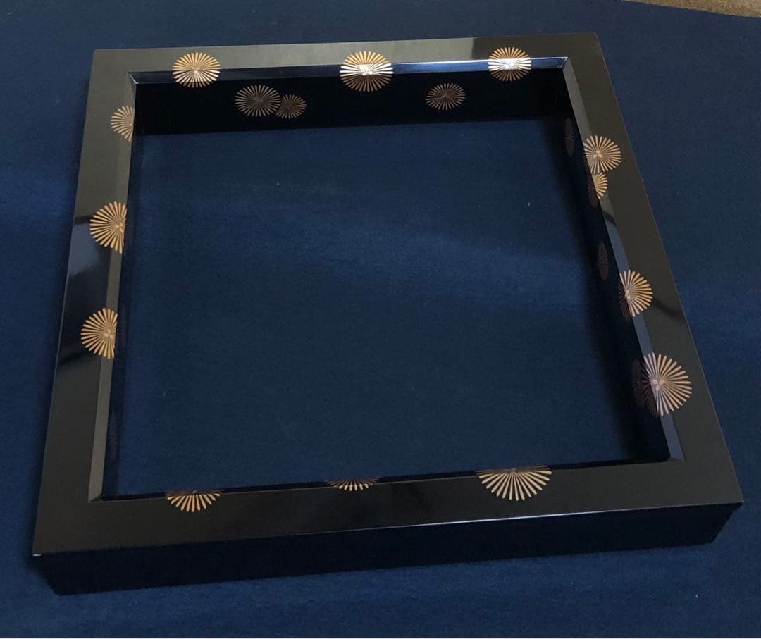 《R》茶道具 黒真塗 唐松蒔絵 炉縁 漆匠 春象造 共箱 260105か4