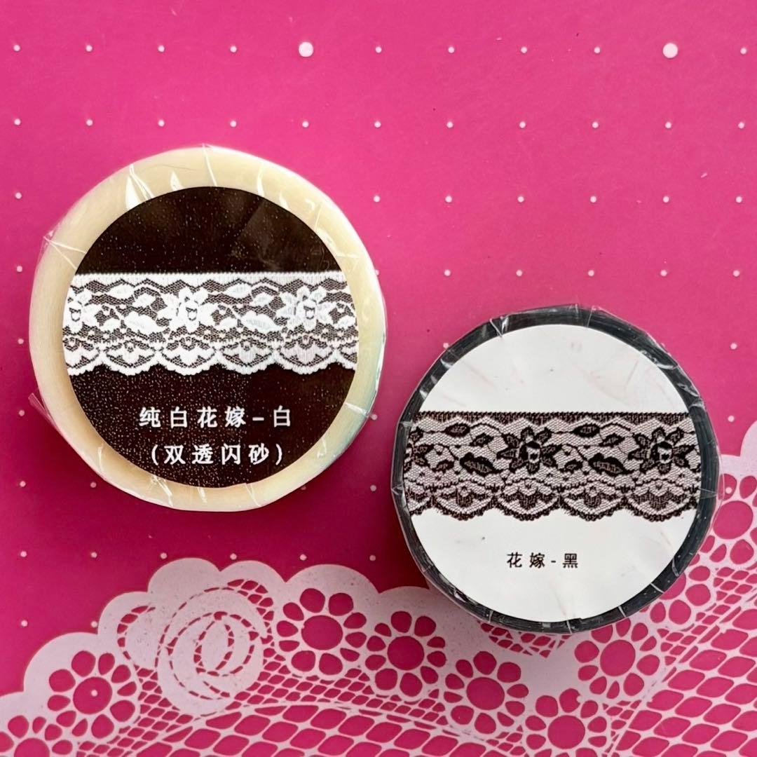 闪砂 花嫁 黒 白 2点セット 2.5cm×5m 海外マスキングテープ - メルカリ