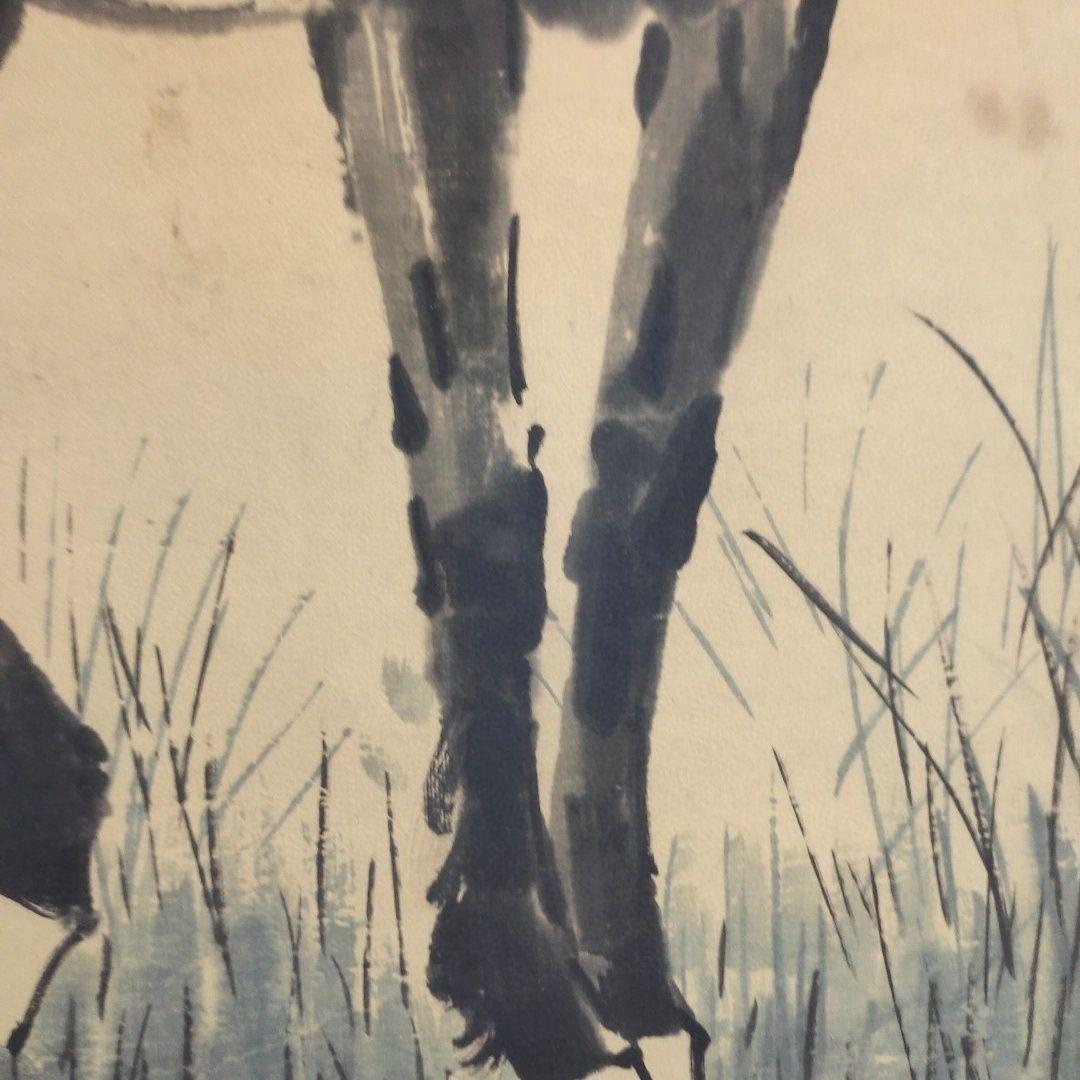 徐悲鴻《立馬図》中堂掛軸　168×65 証書付 装裱済み 鑑賞用複製 装飾画