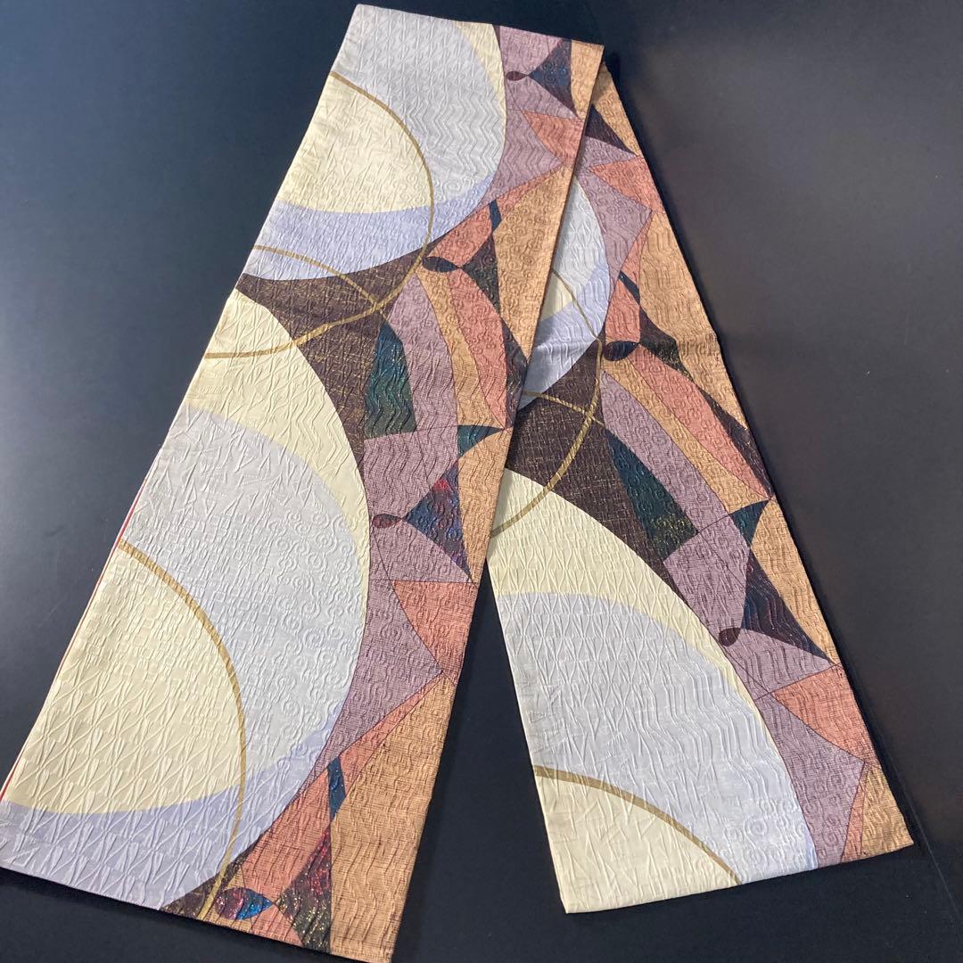 FF-212 袋帯 全通 洒落袋帯 モダン 膨れ織 正絹 芯なし 正絹 柔らか