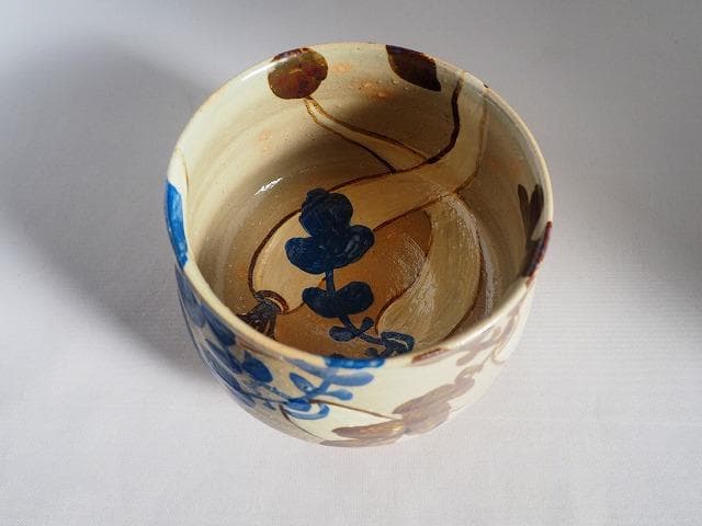 布志名焼 9代土屋雲善作 大根絵茶碗（共箱・外箱付属：二