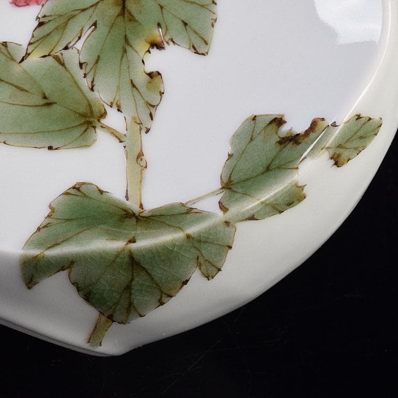 九谷焼　山田義明作　色絵　花文　小壷　共箱　M　R8949