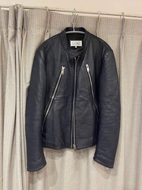 希少 マルジェラ 八の字 キルティング レザーライダース