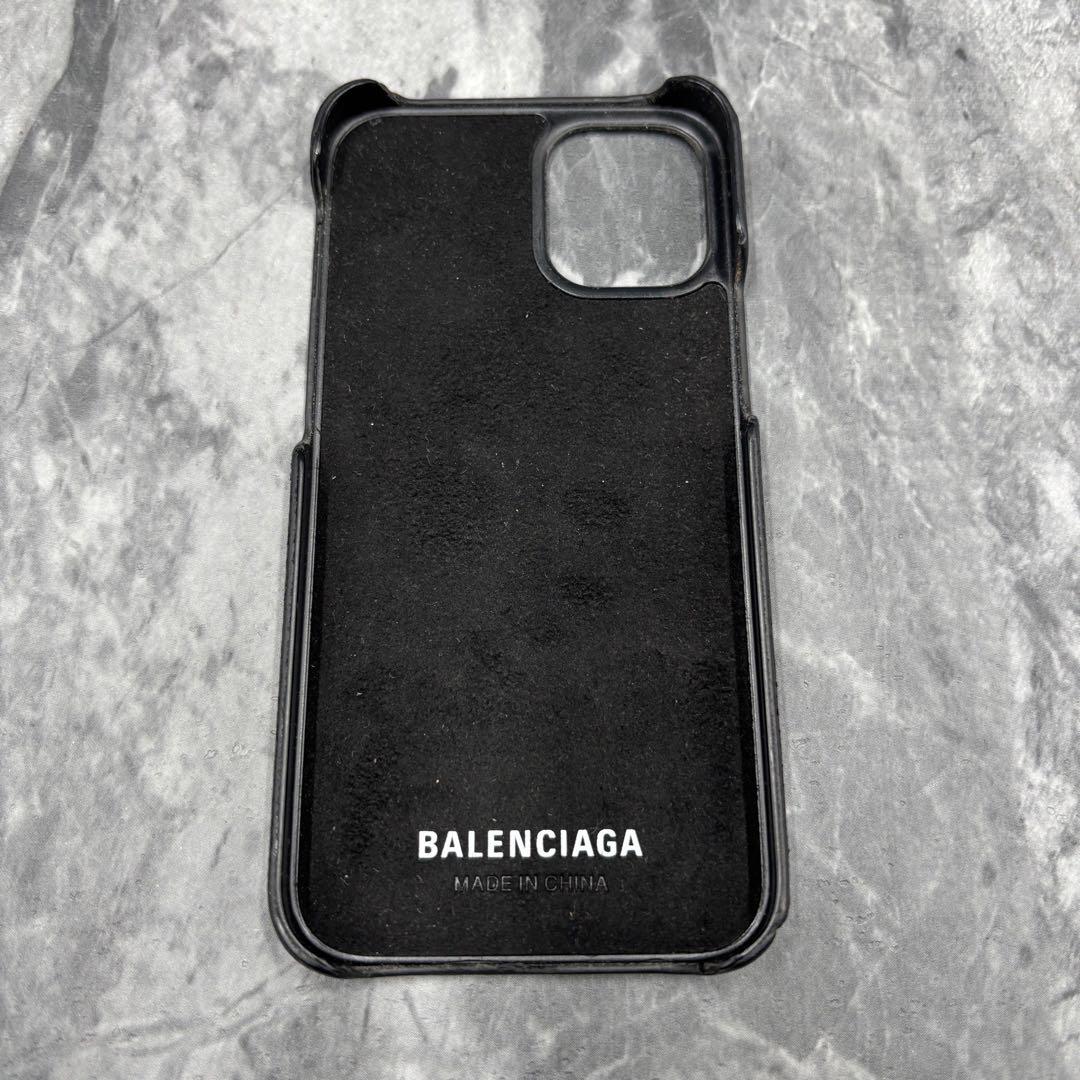 BALENCIAGA iphoneケース 12 pro 黒 レザー バレンシアガ BALENCIAGA