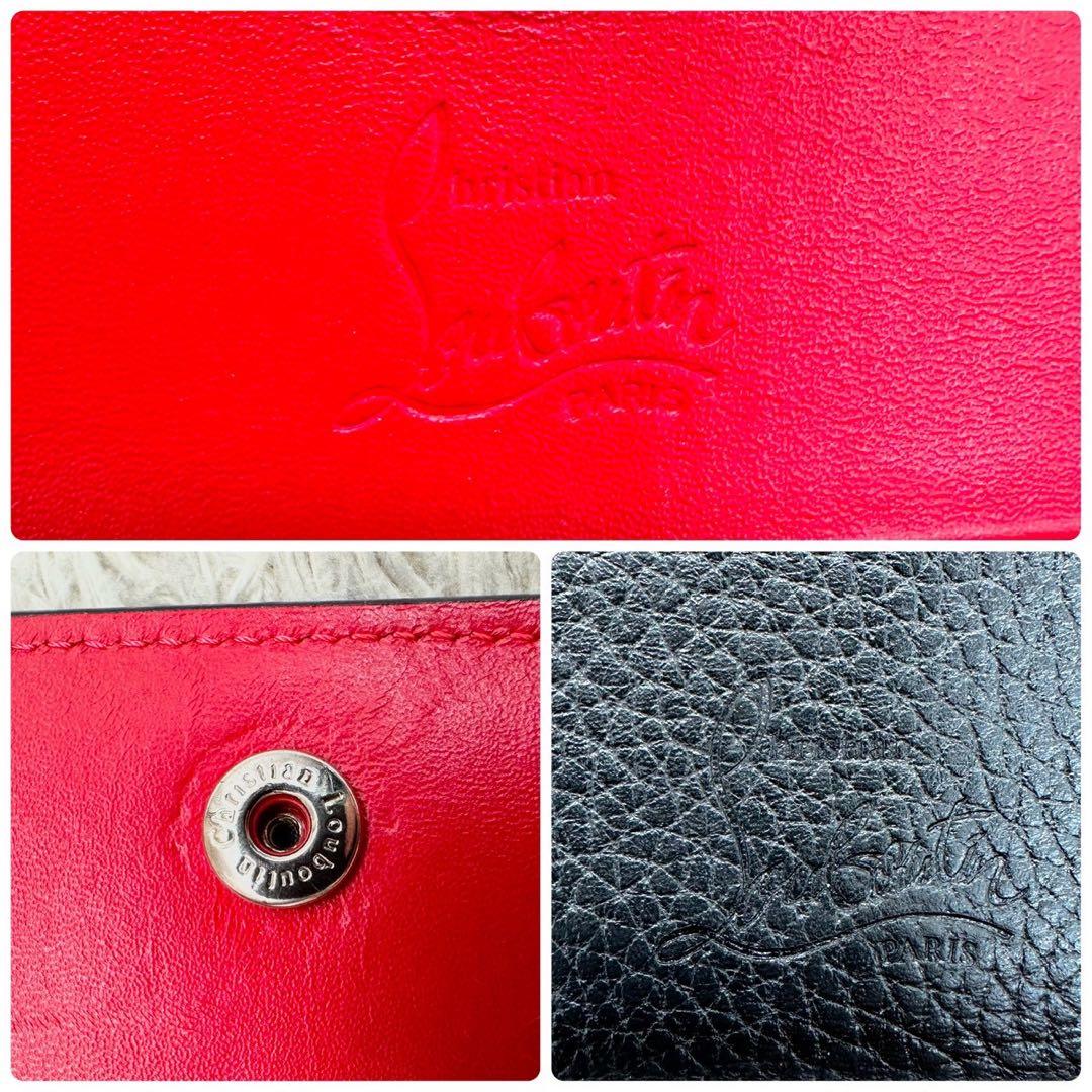 【美品】クリスチャンルブタン 二つ折り財布 シルバー スタッズ ユニセックス