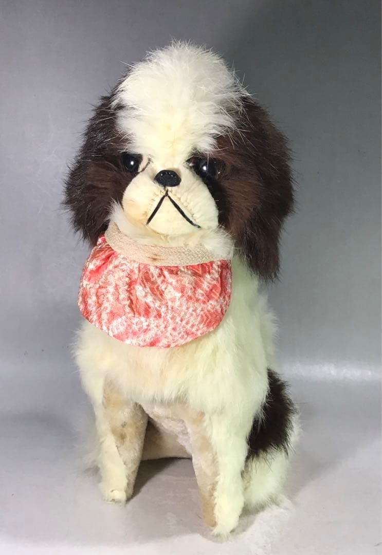 昭和30年 チン 狆 本物 兎の毛 ぬいぐるみ 犬 人形 アンティーク 毛皮 少しお求めやすい価格にしました。テディベア アンティークアニマル 犬