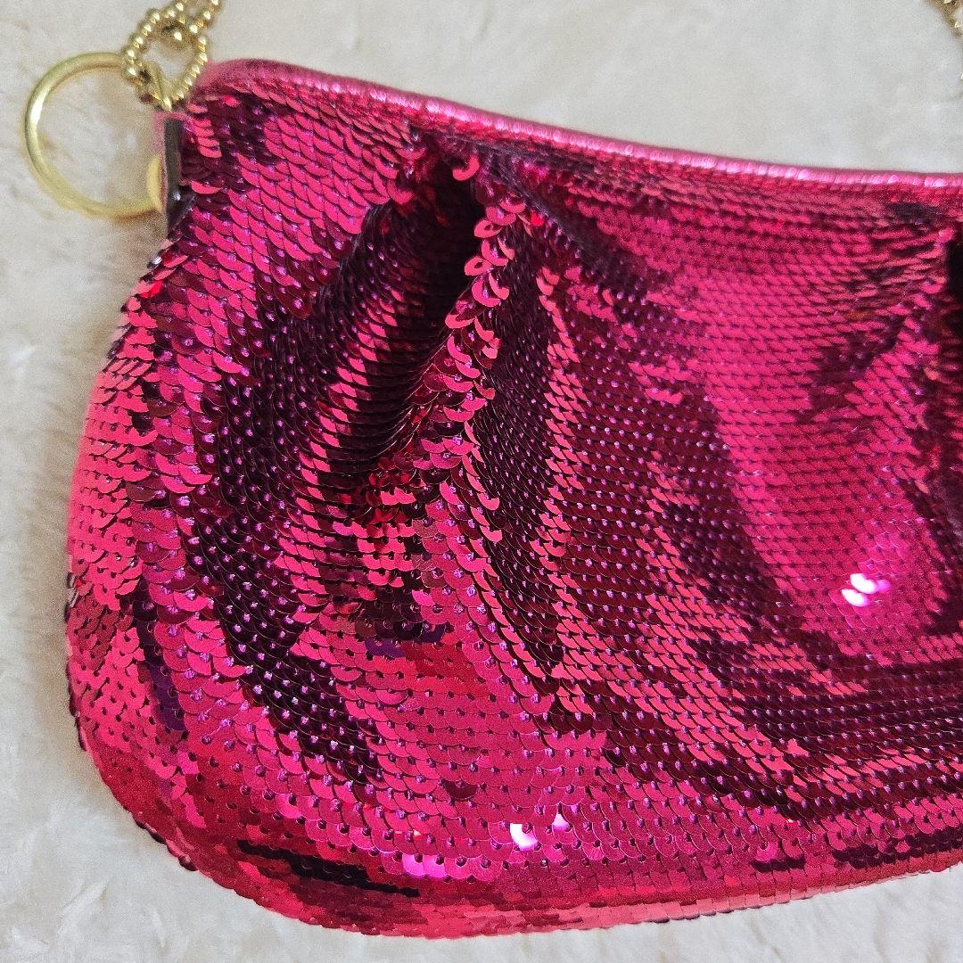 COACH コーチ スパンコール パーティーバッグ アクセサリーポーチ ピンク