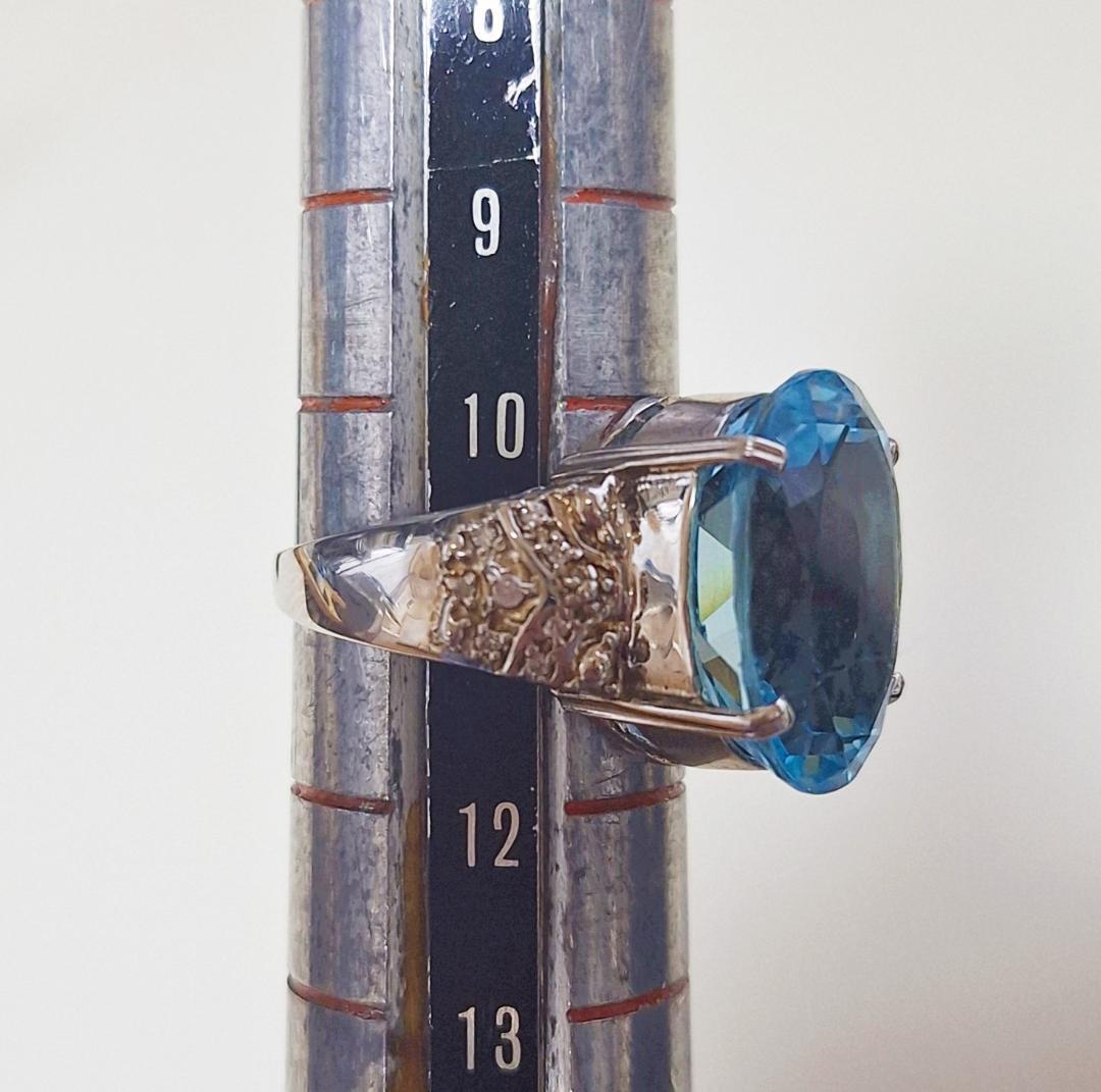 シルバー　ブルートパーズ　デザインリング＆ペンダントセット