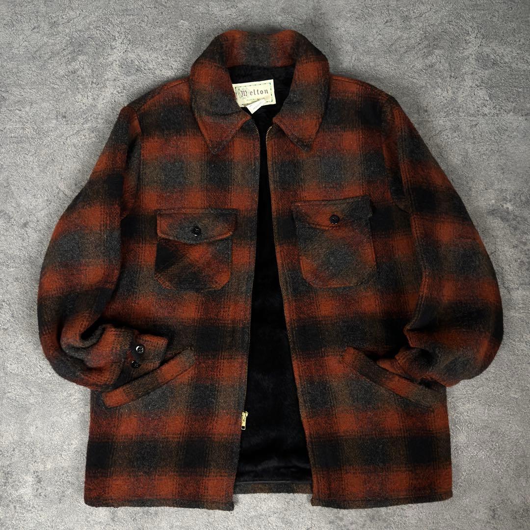 melton 70s ビンテージ USA製 オンブレ チェック ウールジャケット