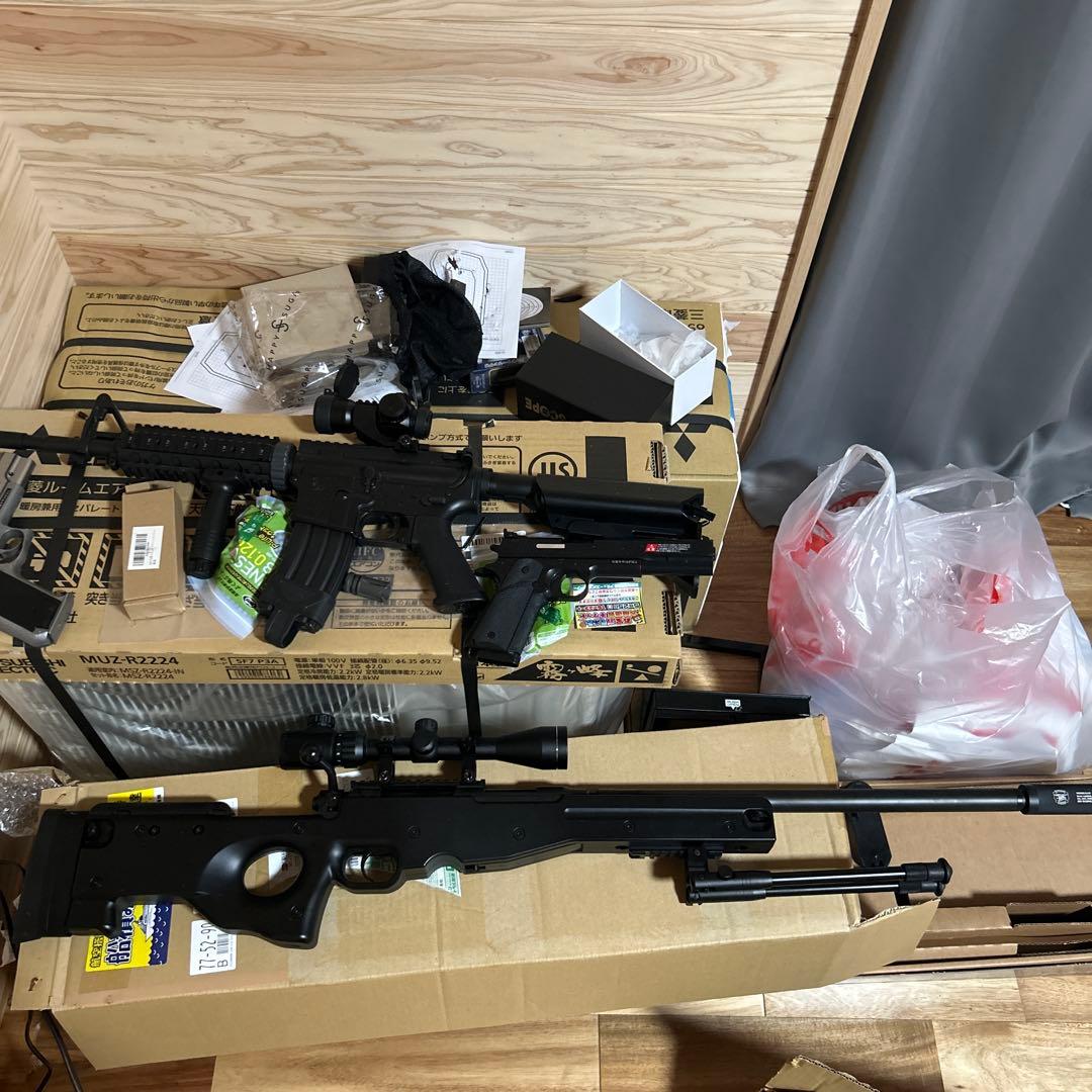 M4スタイルエアガンとハンドガンセット