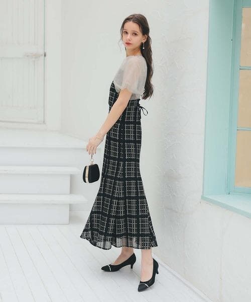 美品 Dorry Doll ドリードール ビスチェ風 ツイード ドレスM 結婚式