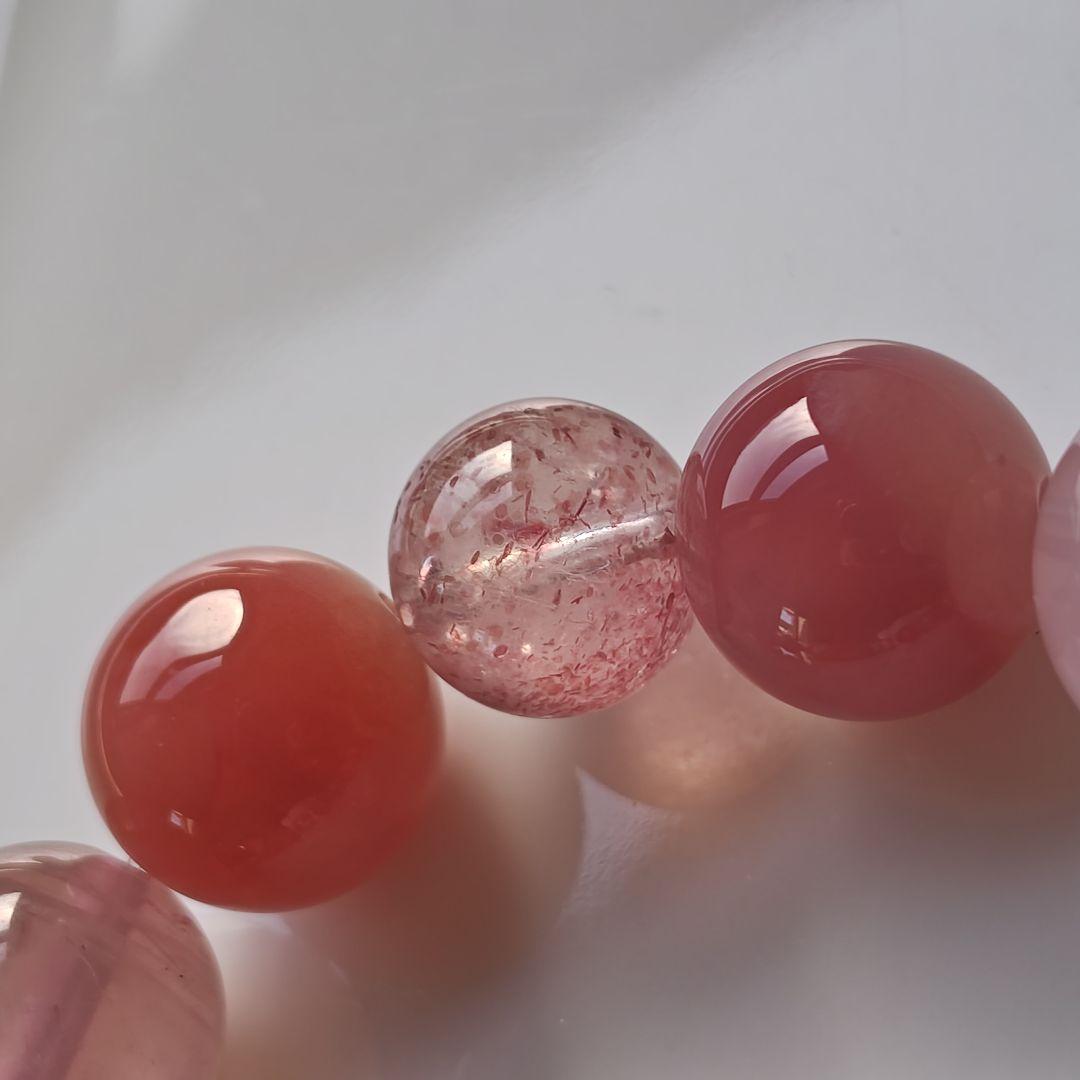 新作♡白蛇天珠、モザンビーク産ローズクォーツ、ピーチ塩源瑪瑙、ピンクレピドシリカ