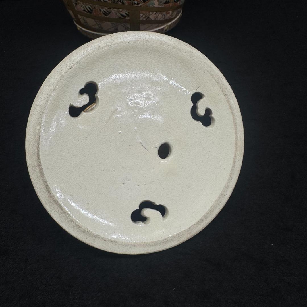 希少！薩摩焼 武将図 金彩香炉 獅子摘 古薩摩 箱付 名家旧蔵 明治時代