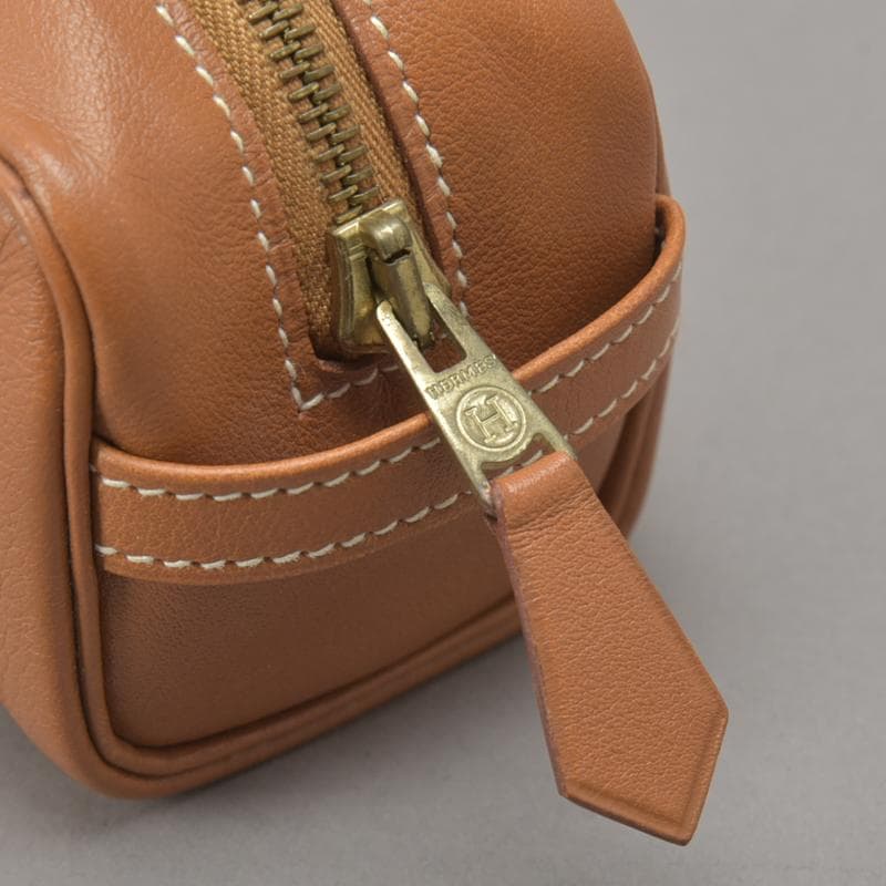 美品◇エルメス ペンケース メイクポーチ カーフレザー ブラウン □A