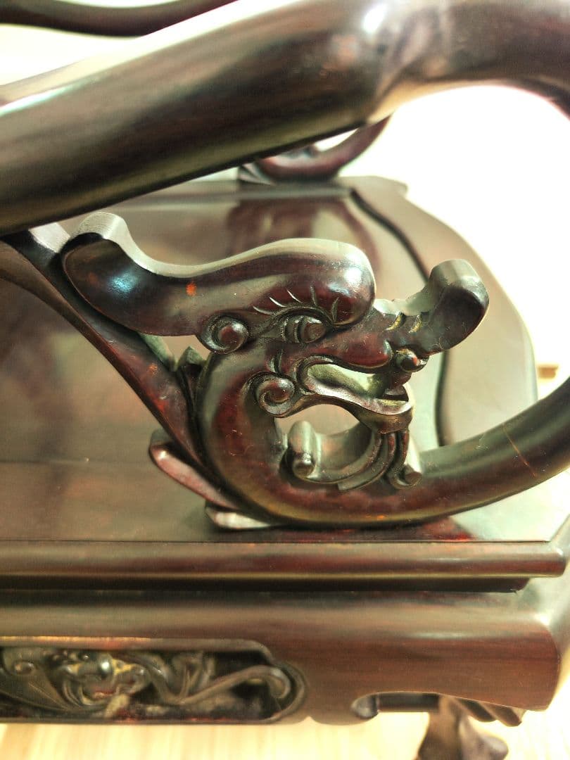 残り2脚 希少骨董 大理石インレイ椅子 玉座 宮廷 紅木 紫檀 黒檀花梨李