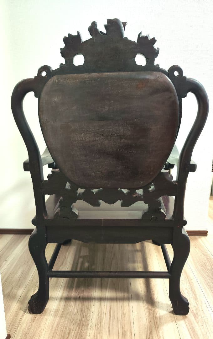 残り2脚 希少骨董 大理石インレイ椅子 玉座 宮廷 紅木 紫檀 黒檀花梨李