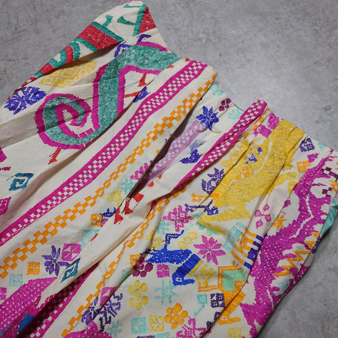 タグ付 ETRO エトロ コットンスカート 民族柄 ITALY製 42