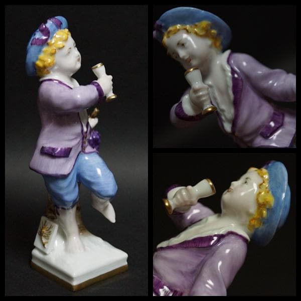 ベルリン王立磁器製陶所 KPM 手描きフィギュリン少年 葡萄狩り 人形 西洋美術