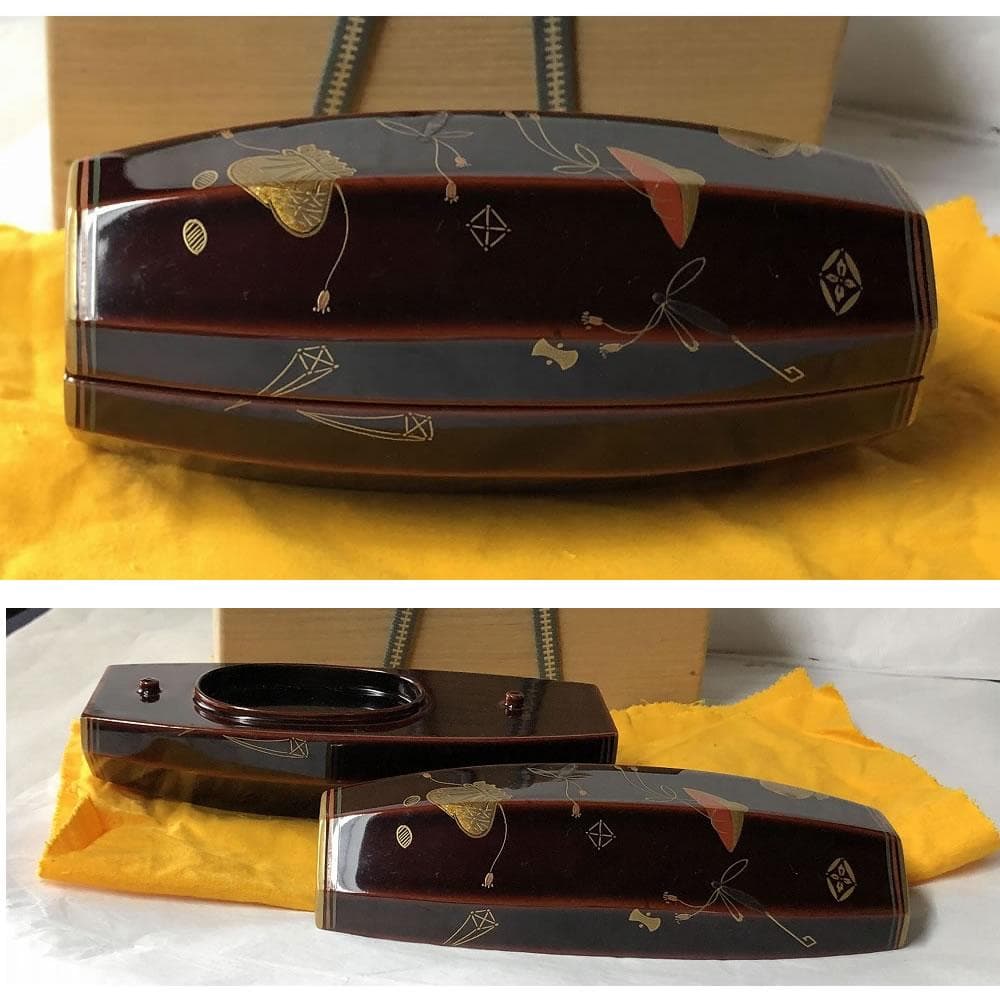 e2966 箕輪一星 宝尽くし 蒔絵 ぶりぶり香合 共箱 香合 茶道具