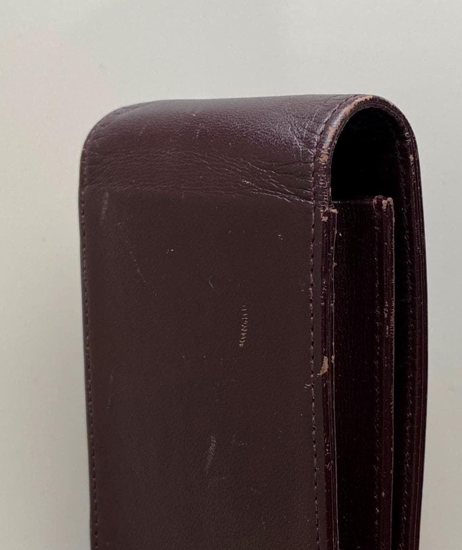 中古品 モンブラン ボルドー色 レザー 本革 ペンケース 3本用 3本差し