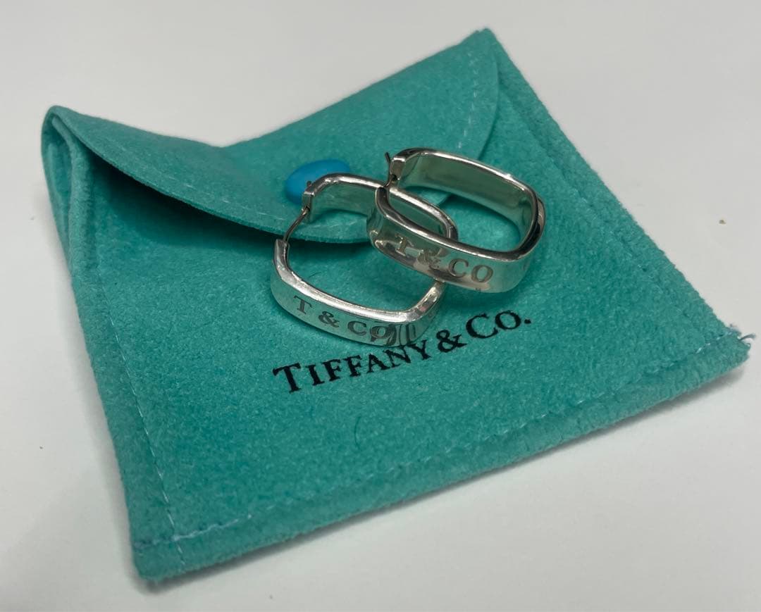 訳あり】Tiffany ナロースクエアフープピアス シルバー925-NGC UNC-D