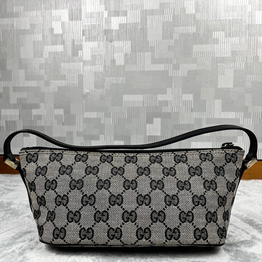 美品 Gucci グッチ アクセサリーポーチ GG グレー ブラック 黒