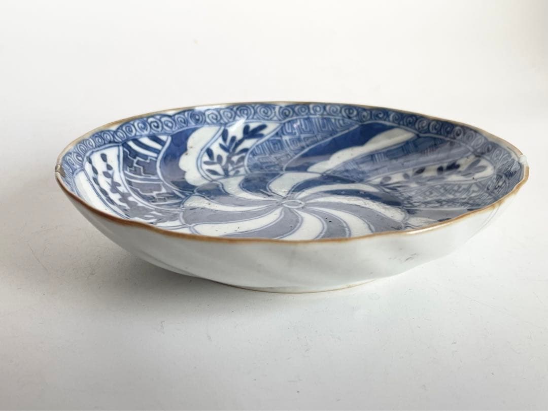 中国骨董　アンティーク　祥瑞　捻文様　縁錆　五寸皿　銘々皿　景徳鎮　古染付