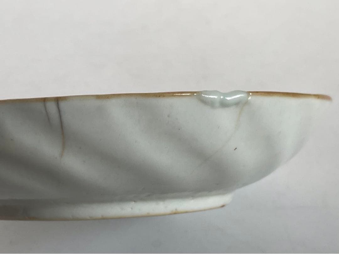 中国骨董　アンティーク　祥瑞　捻文様　縁錆　五寸皿　銘々皿　景徳鎮　古染付